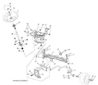 Steering Diagram and Parts List for 2017-12 Husqvarna Lawn Tractor