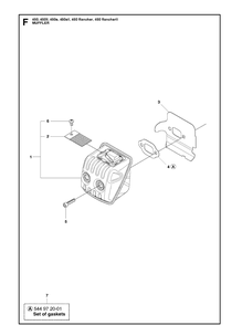Muffler Diagram and Parts List for 450II-450E-450EII-450 RANCHER-450 RANCHERII Husqvarna Chainsaw