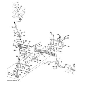 Steering Assembly Diagram and Parts List for  Husqvarna Lawn Tractor