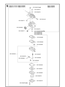 Carburetor Details Diagram and Parts List for  Husqvarna Edger