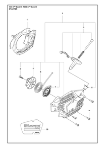 Starter Diagram and Parts List for  Husqvarna Chainsaw