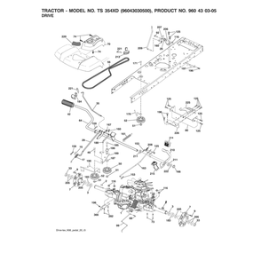 Drive Diagram and Parts List for  Husqvarna Lawn Tractor
