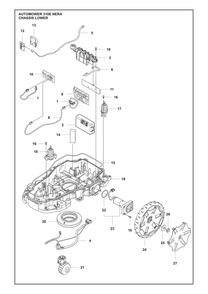 Chassis Lower Diagram and Parts List for  Husqvarna Lawn Mower