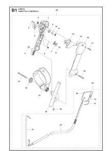 Throttle Controls Diagram and Parts List for 20111800001-Current Husqvarna Leaf Blower / Vacuum