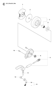 Clutch And Oil Pump Diagram and Parts List for 20080100001-20091400000 Husqvarna Chainsaw