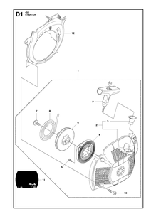 Starter Diagram and Parts List for  Husqvarna Chainsaw