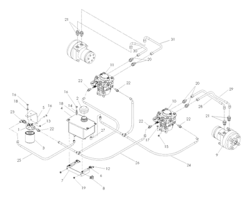 Hydraulic Pump - Motor Diagram and Parts List for IZ21 (968999774)(2008-01) Husqvarna Lawn Mower