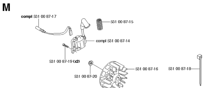 Ignition System Diagram and Parts List for  Husqvarna Edger