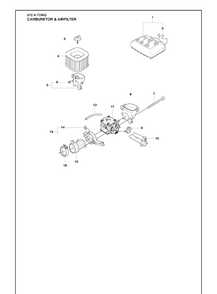 Carburetor And Airfilter Diagram and Parts List for (X-TORQ)(2010-04) Husqvarna Chainsaw