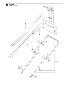 Handle Diagram and Parts List for  Husqvarna Lawn Mower