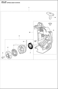 Housing Spring Assist Diagram and Parts List for  Husqvarna Trimmer