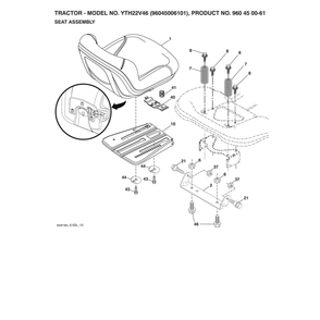Seat Assembly Diagram and Parts List for  Husqvarna Lawn Tractor