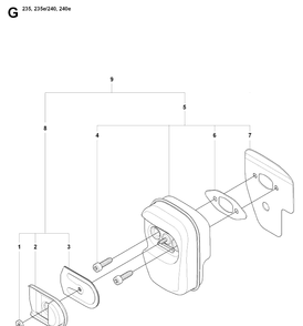 Muffler Diagram and Parts List for 20080100001-20091400000 Husqvarna Chainsaw