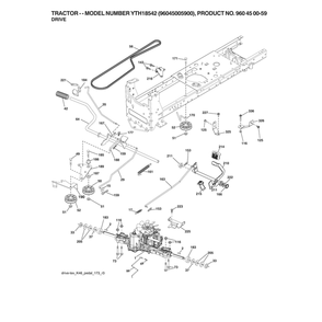 Drive Diagram and Parts List for  Husqvarna Lawn Tractor