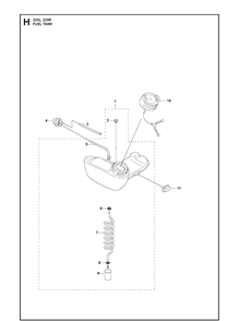 Fuel Tank Diagram and Parts List for 20060100001-Current Husqvarna Brush Cutter