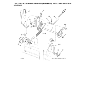 Mower Lift Diagram and Parts List for  Husqvarna Lawn Tractor