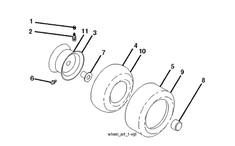 Wheels And Tires Diagram and Parts List for  Husqvarna Lawn Tractor