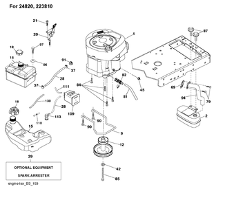 Engine Diagram and Parts List for (917243820)(2017-12) Husqvarna Lawn Tractor