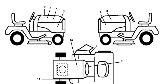 Decals Diagram and Parts List for (96043014201)(2012-12) Husqvarna Lawn Tractor