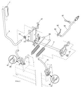Mower Lift Diagram and Parts List for (96043006100)(2009-04) Husqvarna Lawn Mower