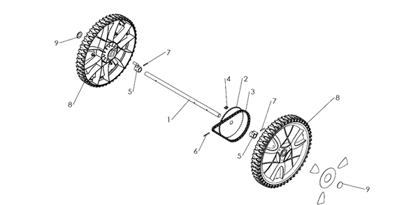 Wheels And Tires Diagram and Parts List for DBS51-DBY51 2018-06 Husqvarna Lawn Mower