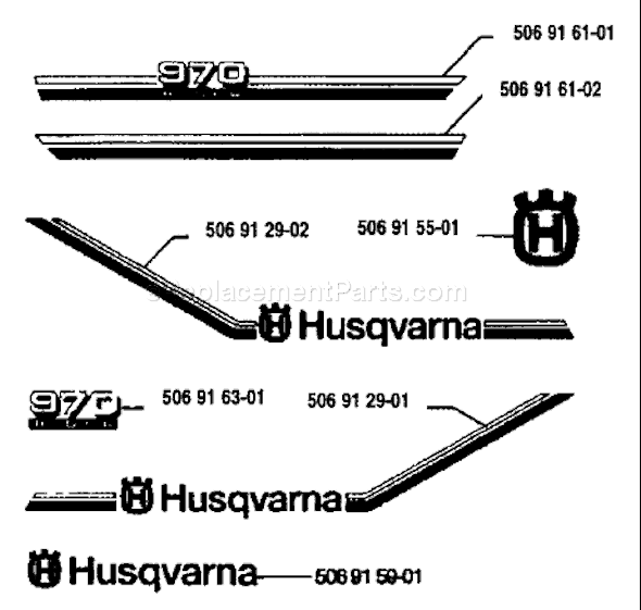 Page E Diagram and Parts List for 1993-05 Husqvarna Lawn Tractor