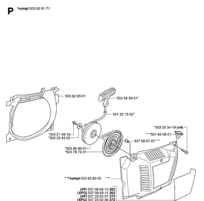 Starter Diagram and Parts List for (XPG)(20070100001-Current) Husqvarna Chainsaw