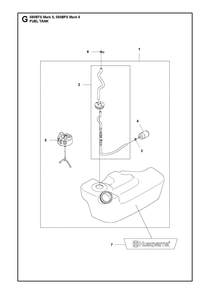 Fuel Tank Diagram and Parts List for  Husqvarna Leaf Blower / Vacuum