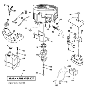Engine Diagram and Parts List for 2018 Husqvarna Lawn Tractor