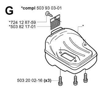 Muffler Diagram and Parts List for 20011800001-Current Husqvarna Chainsaw