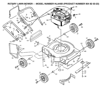 Product Complete Diagram and Parts List for JET49 (954820323-D)(2002-01) Husqvarna Lawn Mower