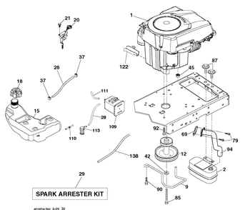Engine Diagram and Parts List for (96043014201)(2012-12) Husqvarna Lawn Tractor