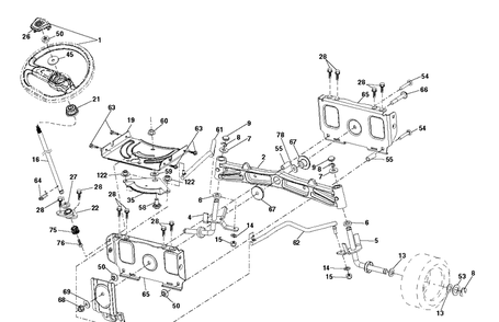 Steering Diagram and Parts List for  Husqvarna Lawn Tractor