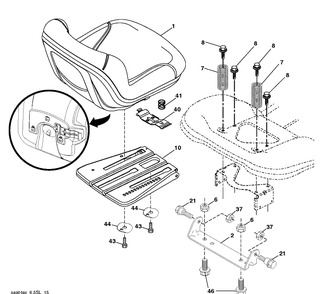 Seat Diagram and Parts List for (96043028000)(2017-11) Husqvarna Lawn Tractor