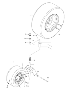 Wheels And Tires Diagram and Parts List for  Husqvarna Lawn Mower