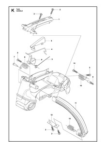 Handle Diagram and Parts List for  Husqvarna Chainsaw