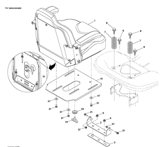 Seat Diagram and Parts List for  Husqvarna Lawn Tractor