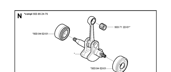 Crankshaft Diagram and Parts List for  Husqvarna Edger