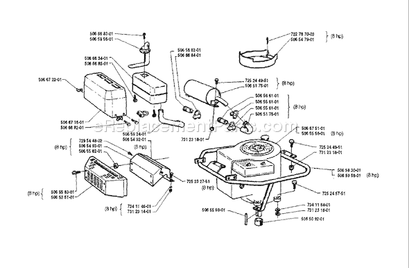 Page H Diagram and Parts List for RIDER85012 1990-02 Husqvarna Lawn Tractor