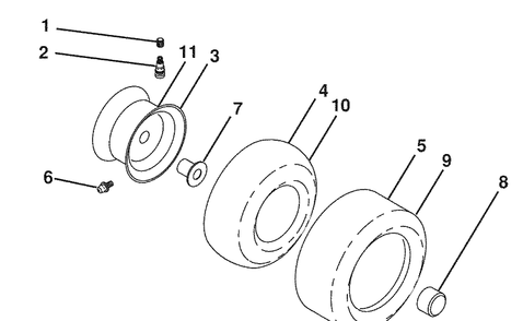 Wheels And Tires Diagram and Parts List for (96043002204)(2006-09) Husqvarna Lawn Mower
