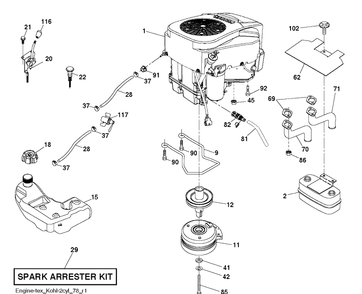 Engine Diagram and Parts List for (96043028000)(2017-11) Husqvarna Lawn Tractor