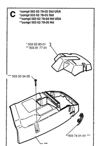 Cover Diagram and Parts List for 19954900001-19960900000 Husqvarna Chainsaw