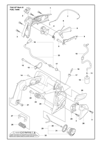 Fuel Tank Diagram and Parts List for  Husqvarna Chainsaw