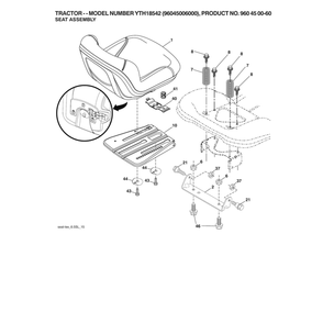 Seat Assy Diagram and Parts List for  Husqvarna Lawn Tractor
