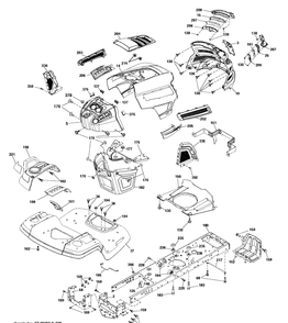 Chassis And Enclosures Diagram and Parts List for (96043028000)(2017-11) Husqvarna Lawn Tractor