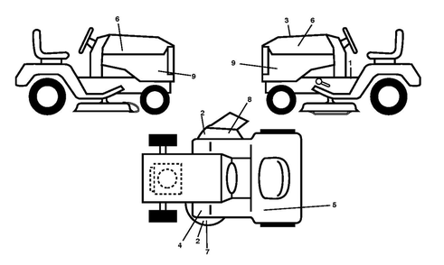 Decals Diagram and Parts List for  Husqvarna Lawn Tractor