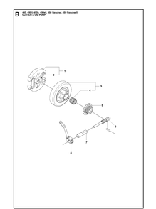 Clutch And Oil Pump Diagram and Parts List for 450II-450E-450EII-450 RANCHER-450 RANCHERII Husqvarna Chainsaw