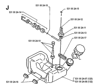 Fuel Tank Diagram and Parts List for 19904400001-19920100000 Husqvarna Edger