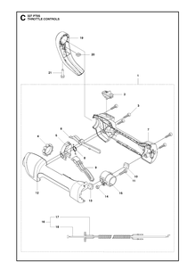 Throttle Controls Diagram and Parts List for 20120100001-Current Husqvarna Pole Saw