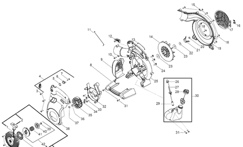 Housing Diagram and Parts List for  Husqvarna Leaf Blower / Vacuum